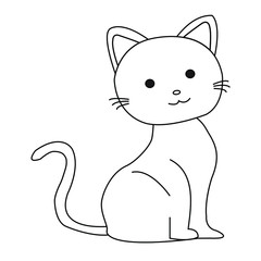 Cute Cartoon Cat Outline Vector