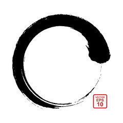 Sumi-e circle. Circular brush movement in the Eastern style of painting and calligraphy.