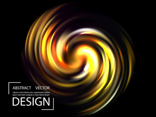 A shining vortex. Vector abstract black and gold background