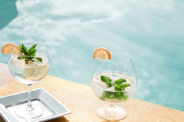 mojito cocktail on the beach