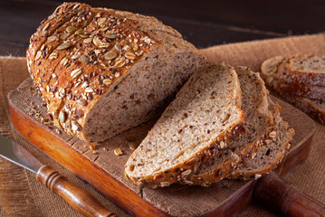 Sliced Loaf of Harvest Whole Grain Bread