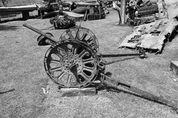 Fototapeta na wymiar World War Two military equipment left behind after the war on Guadalcanal Island, Solomon Islands