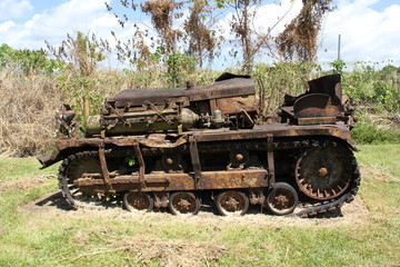 World War Two military equipment left behind after the war on Guadalcanal Island, Solomon Islands