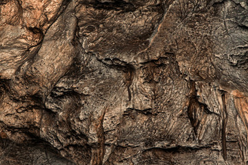 Stone pattern in a cave with stalactites