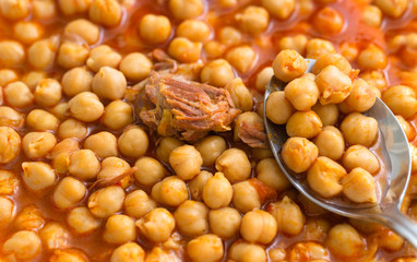 close-up meat chickpea dish, a dish unique to Turkish cuisine