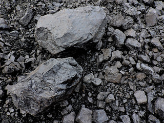 Coal mining large and small pieces stones