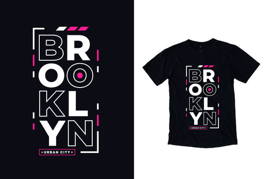 Brooklyn modern typography lettering black t shirt design