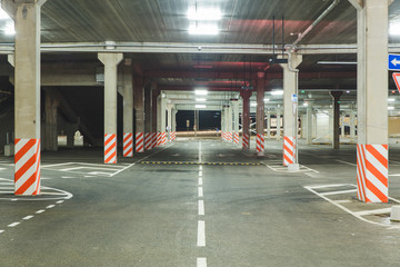 Empty car Parking in the shopping center during pandemic