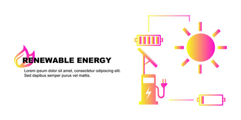 renewable energy and world environment sustainable development concept, vector illustration