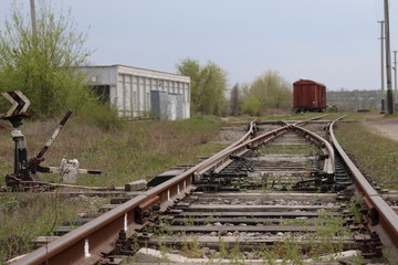 Obraz premium Railroad switch - old train in the countryside