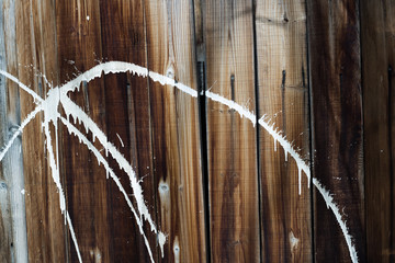 Wood Fence White Paint Splatter Background 