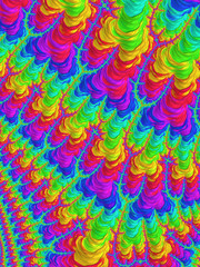 Abstract beautiful fractal design. Rich and vibrant colors. Complex patterns in pink, yellow, green and blue.