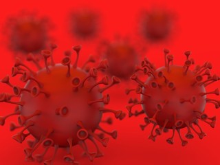 Coronavirus outbreak and coronaviruses influenza background as dangerous flu strain cases as a pandemic medical health risk concept with disease cells as a 3D render
