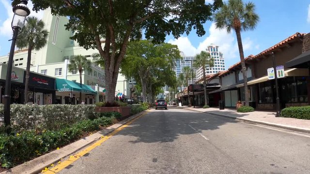 Driving footage Las Olas Fort Lauderdale Downtown FL USA