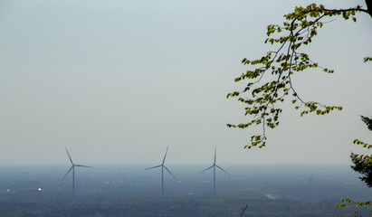 overview over ostwestfalen with windmills