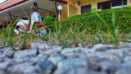 AO NANG - DECEMBER 2019: Modern motorbike along countryside road