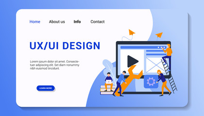 Obraz na płótnie Canvas ux/ui design landing page template with group human business,flat design concept. vector illustration