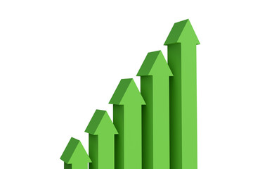 Growth charts with arrows - 3d rendering