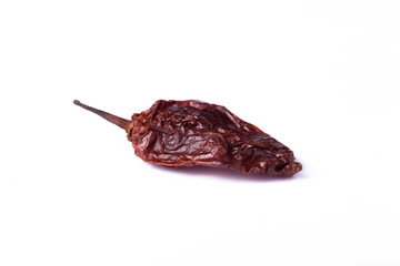 Smoked Naga Chilli dry Indian superhot pepper pod in white