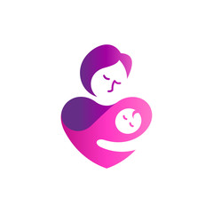 Mother and baby vector logo design