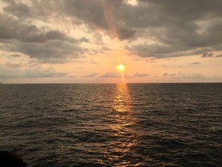 mar, atardecer
