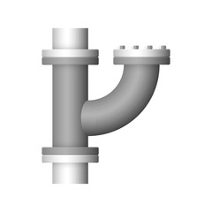 Pipe vector icon. Made from steel or metal connection by flange fitting fixing by screw and bolt. Part for pipeline construction to transport oil and gas in industry, water in plumbing and irrigation.