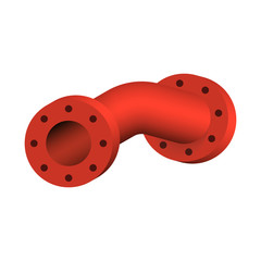 Pipe vector. Connection by flange fitting. For pipeline construction to transport liquid or gas in industry i.e. crude, oil, natural gas. Also water supply infrastructure in plumbing and irrigation.
