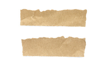 torn paper isolated on white background. Brown paper torn or ripped pieces of paper isolated on white background.