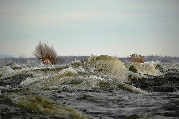 Ice flowing through the Lachine rapids at Montreal, Quebec