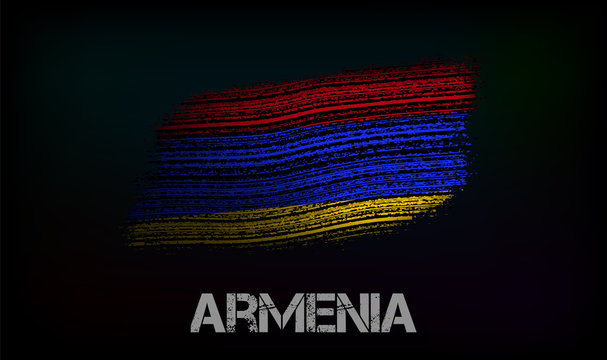 Flag of the Armenia. Vector illustration in grunge style with cracks and abrasions. Good image for print