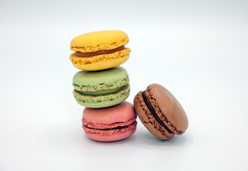 colorful macaroons isolated on white background