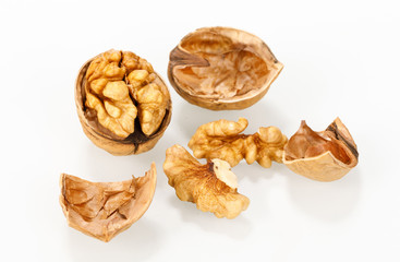 Walnuts on a white board