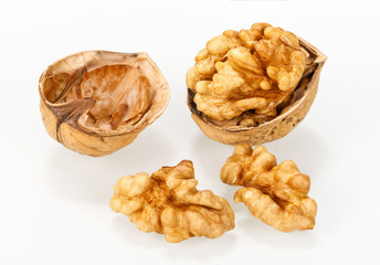 Walnuts on a white board