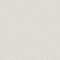 Vector seamless black and white wavy organic rounded shapes pattern. Abstract background