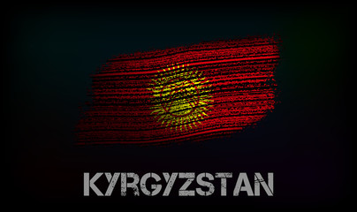 Flag of the Kyrgyzstan. Vector illustration in grunge style with cracks and abrasions. Good image for print