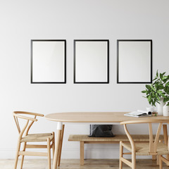 Frame mockup in scandinavian interior. Interior mockup. 3d rendering, 3d illustration
