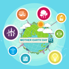 Mother earth day concept with globe and green. World environment day.