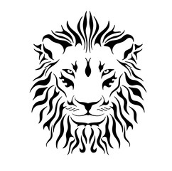 Lion Tribal Tattoo Logo Design Black and White