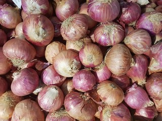 red onions on market