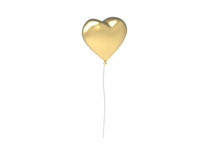 Fototapeta na wymiar Gold heart shaped balloons. Isolated on white. Clipping path. 3D Rendering.
