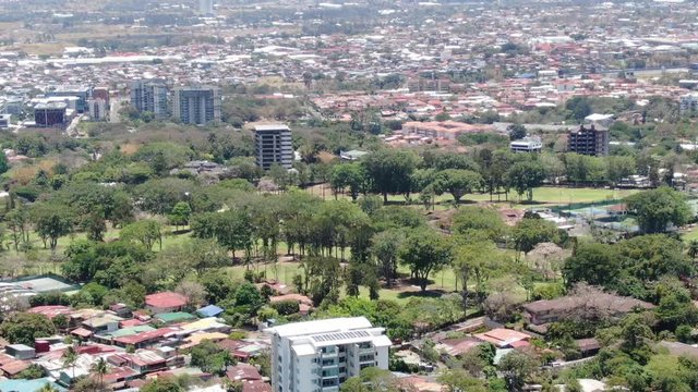 Aerial view of Escazu, Costa Rica including the Costa Rica Country Club and La Paco neighborhood