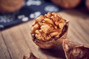 Walnuts on a white board