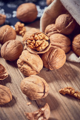 Walnuts on a white board