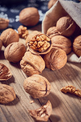 Walnuts on a white board