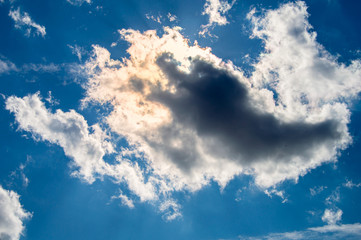 Beautiful cloud shut out the sun light. The light penetrates through the cloud