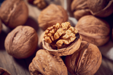 Walnuts on a white board