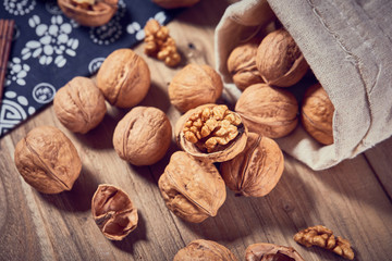 Walnuts on a white board