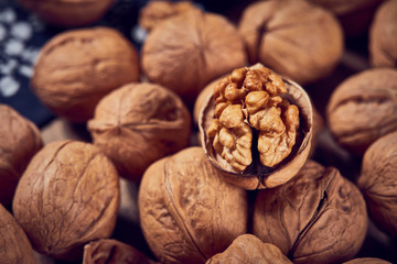 Walnuts on a white board