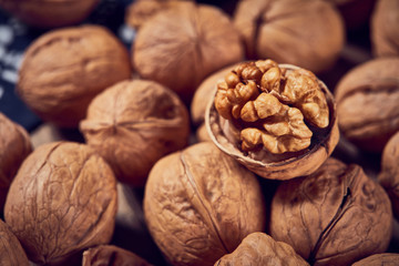 Walnuts on a white board