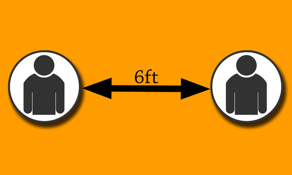 Social distancing icon with 6ft distance